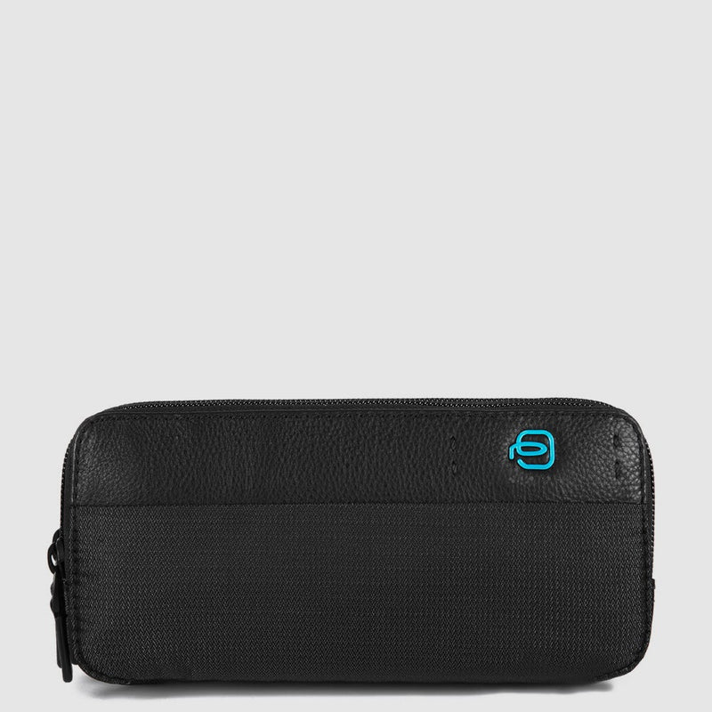 Case with three dividers and wrist strap