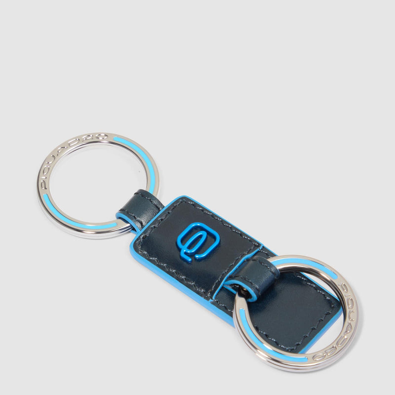 Porte-clés en cuir avec deux anneaux