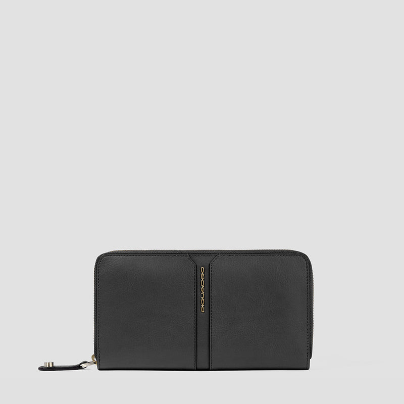 Zip-around women’s wallet with four dividers