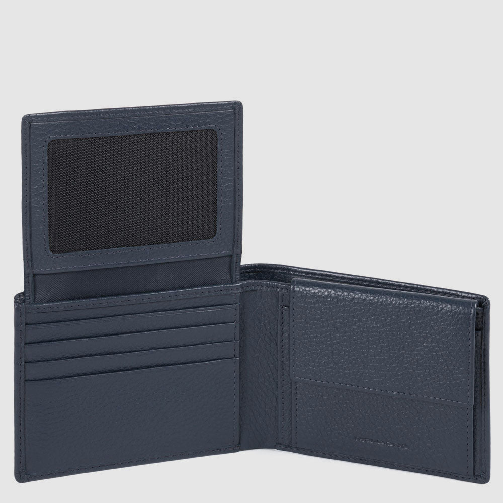Men's wallet with flip up ID window blue