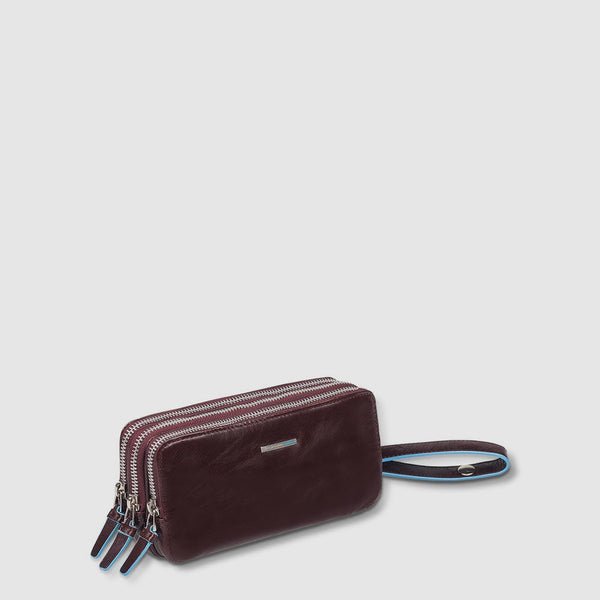 Case with three dividers and removable wrist strap