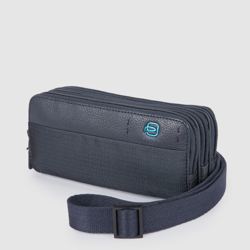 Case with three dividers and wrist strap