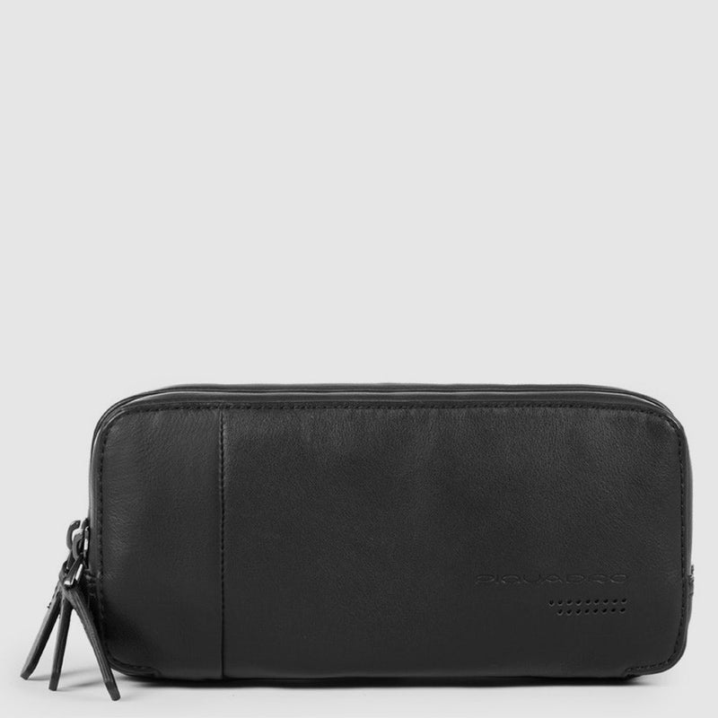 Case with three dividers and wrist strap