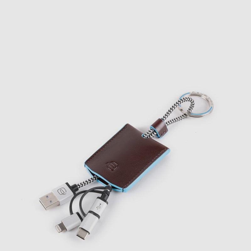 Leather key-chain with USB, micro-USB