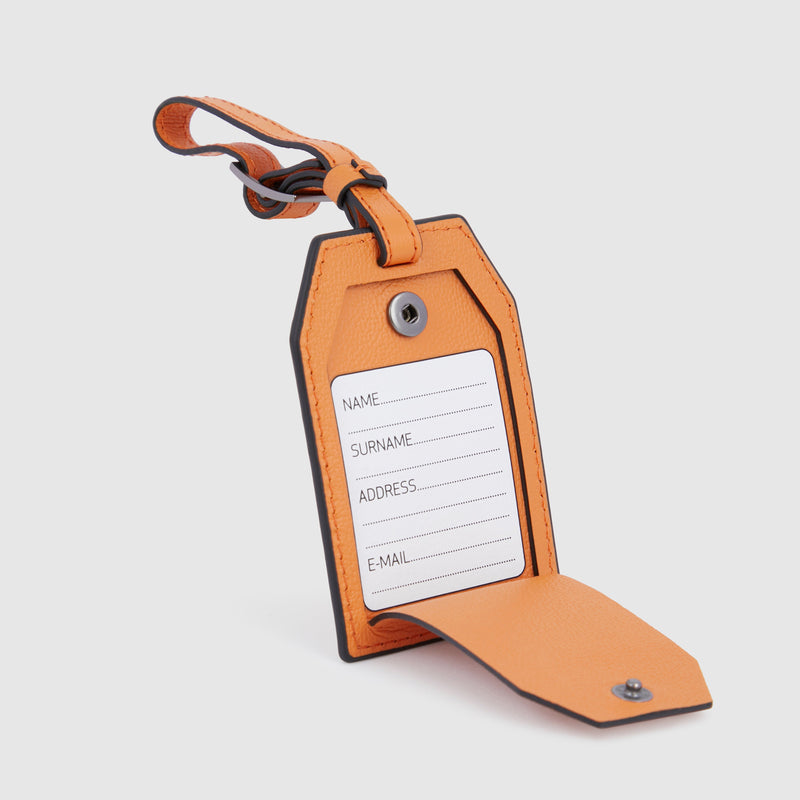 Leather Luggage Tag with Engraved PQD Logo - alternate view