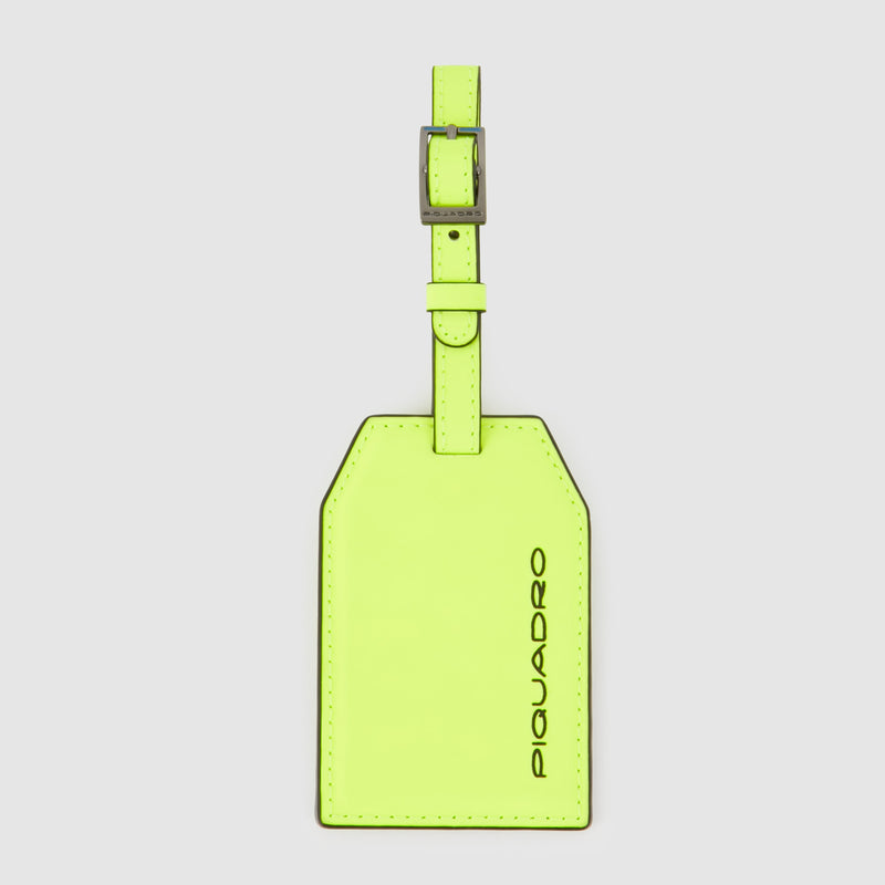 Address Tag in pelle con logo PQD inciso - Giallo fluo