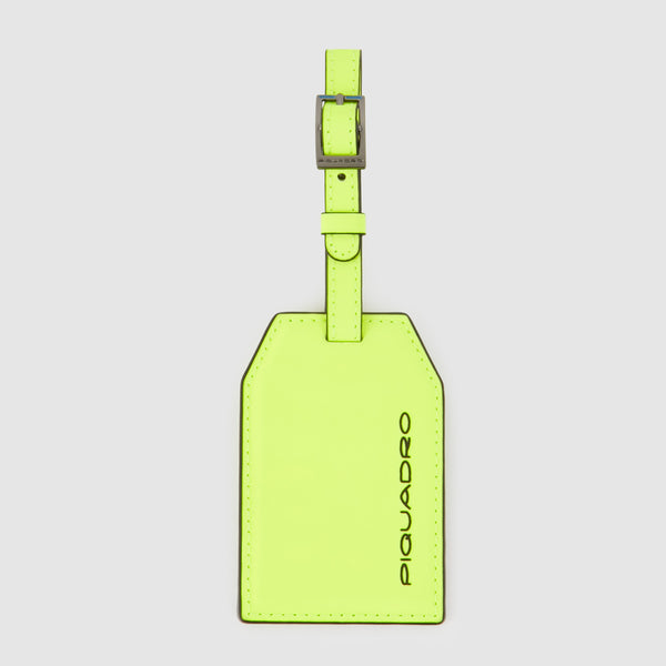 Address Tag in pelle con logo PQD inciso - Giallo fluo