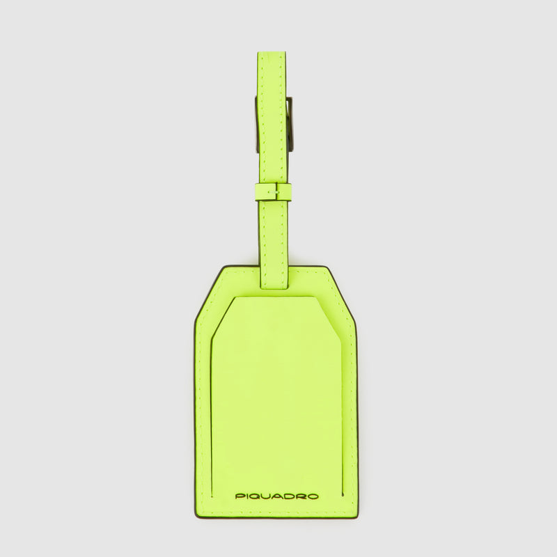 Address Tag in pelle con logo PQD inciso