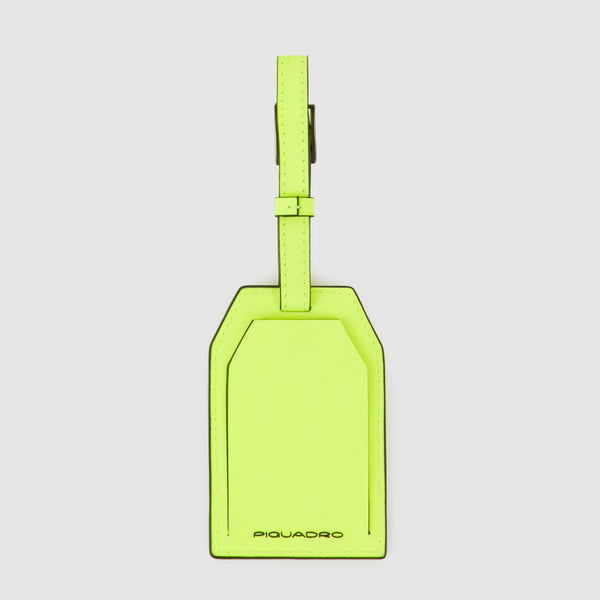 Address Tag in pelle con logo PQD inciso - Giallo fluo - foto 2