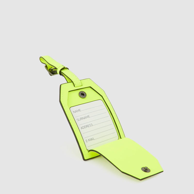 Address Tag in pelle con logo PQD inciso - Giallo fluo - foto 3