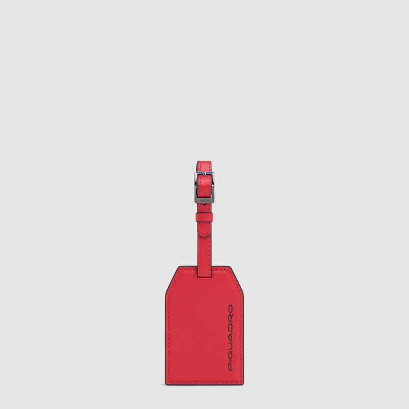 Address Tag in pelle con logo PQD inciso - Rosso