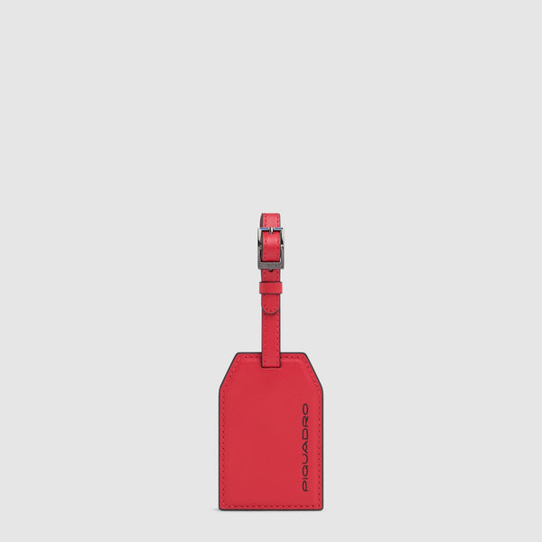 Address Tag in pelle con logo PQD inciso - Rosso