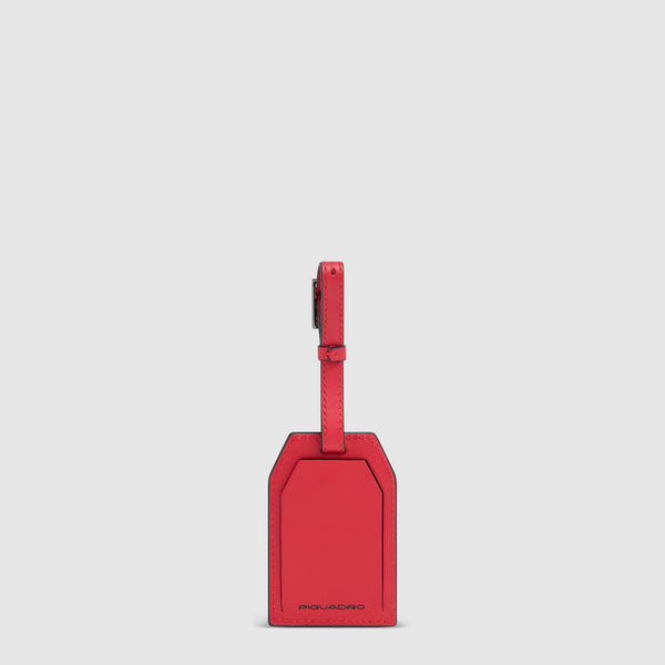 Address Tag in pelle con logo PQD inciso - Rosso - foto 2