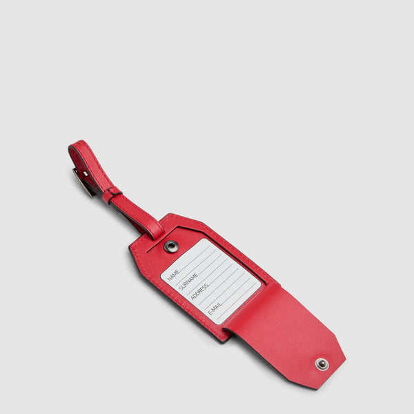 Address Tag in pelle con logo PQD inciso - Rosso - foto 3