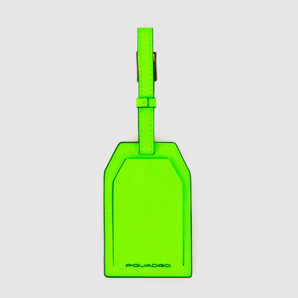 Address Tag in pelle con logo PQD inciso - Verde fluo - foto 3