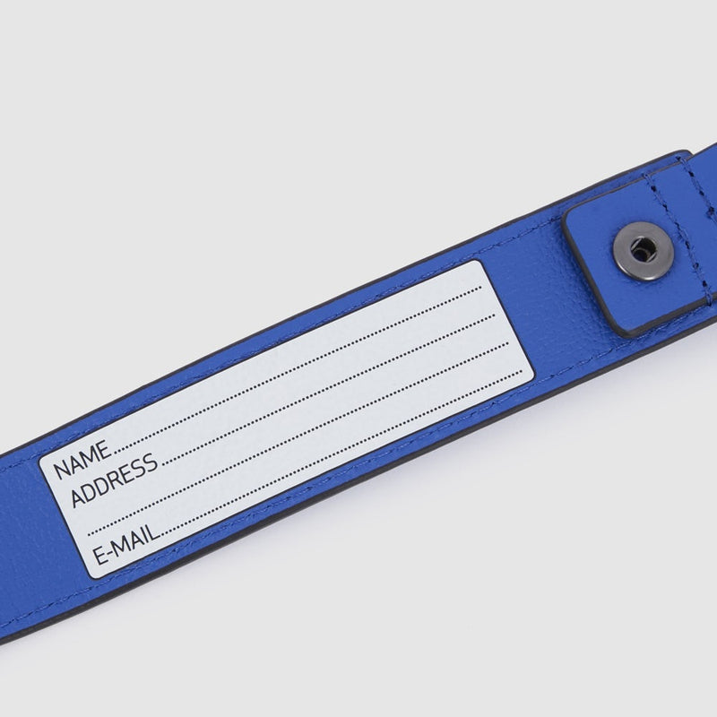 Address Tag in pelle con moschettone - Blu - foto 2