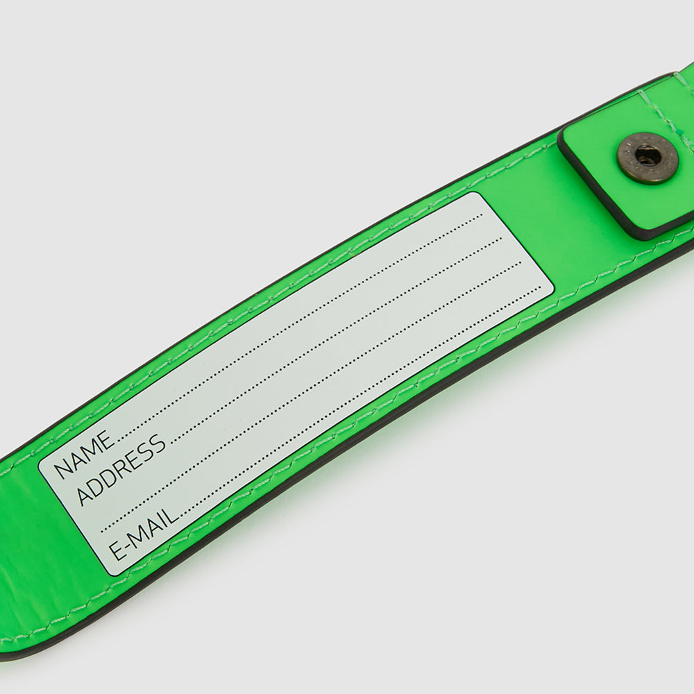 Address Tag in leather with carabiner