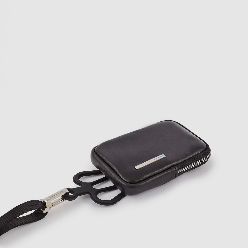 Neck phone holder with credit card pouch
