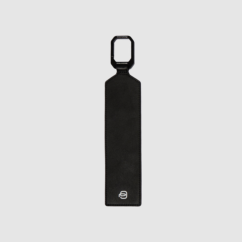 Address tag in pelle con moschettone in alluminio