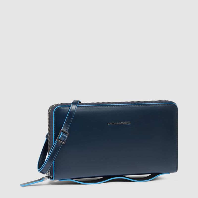 Leather clutch with removable shoulder strap