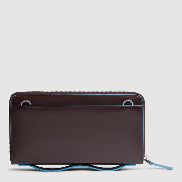Leather clutch with removable shoulder strap