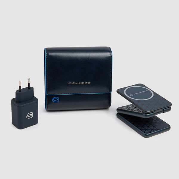 Leather case for foldable wireless charging base