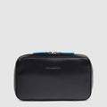 Leather Cable Pouch with Mouse Pocket – Blue Square
