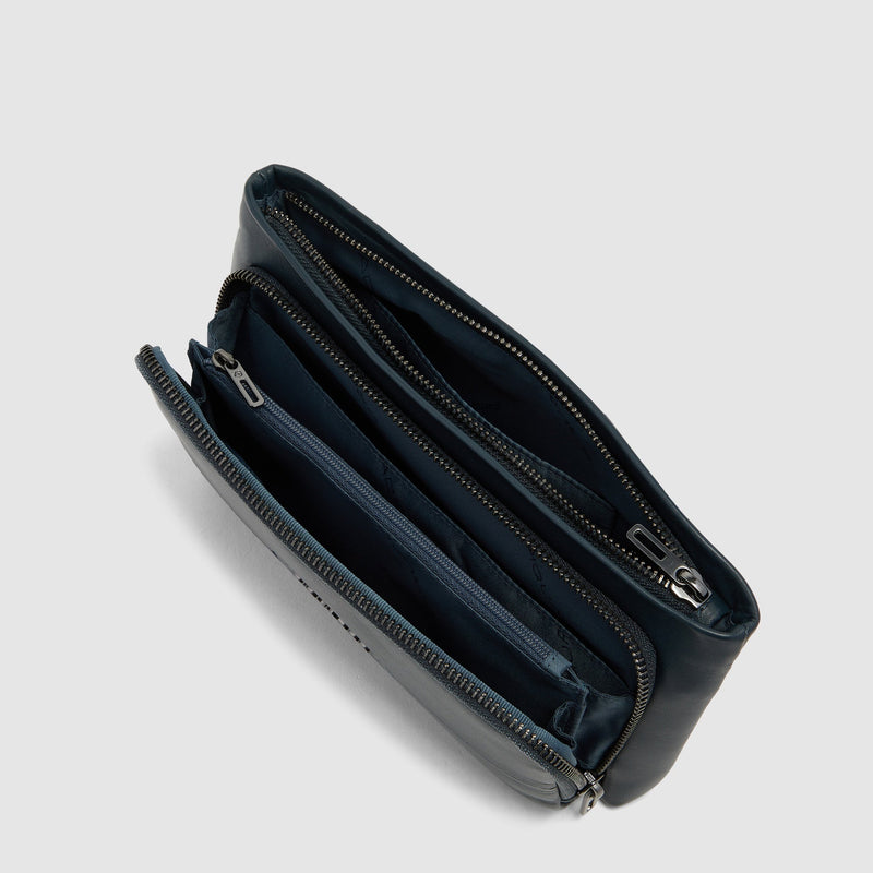Men's Leather Clutch Bag with Removable Wrist Strap