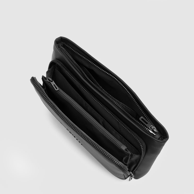 Men's Leather Clutch Bag with Removable Wrist Strap - Black - photo 4