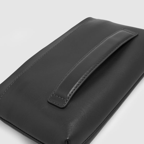 Men's Leather Clutch Bag with Removable Wrist Strap - Black - photo 5