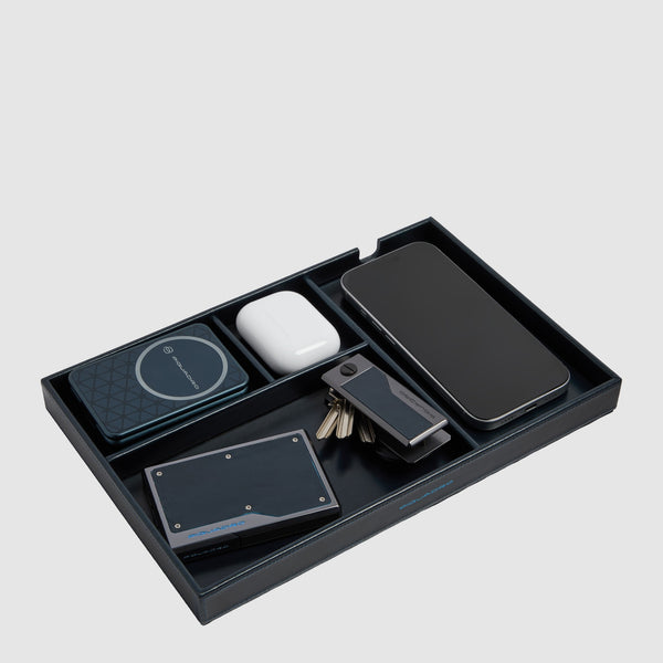 Leather Valet Tray with Two Wireless Charging Pads - 2