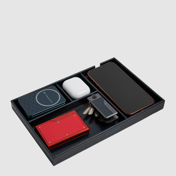 Leather Valet Tray with Two Wireless Charging Pads - 4