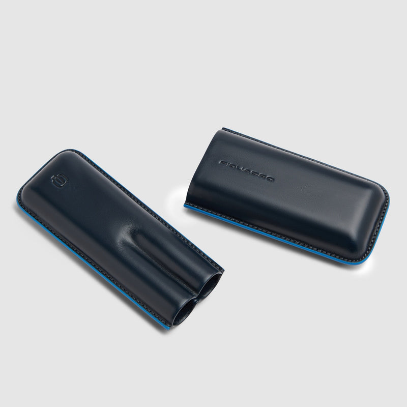 Leather Cigar Case with Two Compartments - Night blue - photo 3