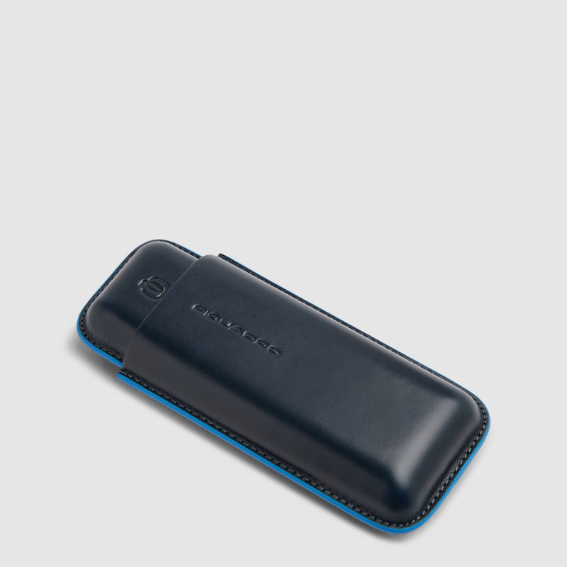 Leather Cigar Case with Two Compartments - Night blue - photo 4