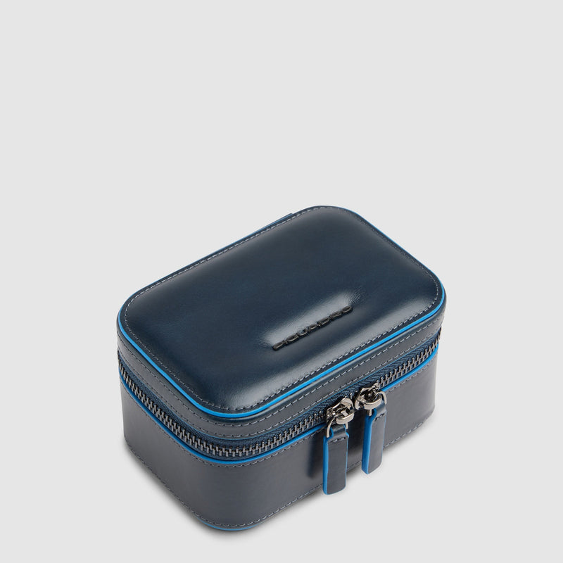 Étui à montres de voyage en cuir - bleu nuit
