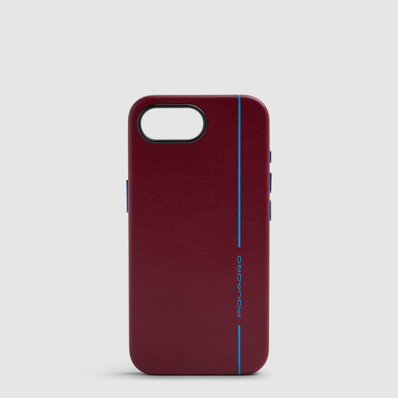 MagSafe® Leather Case for iPhone® 17 – Blue Square - Red