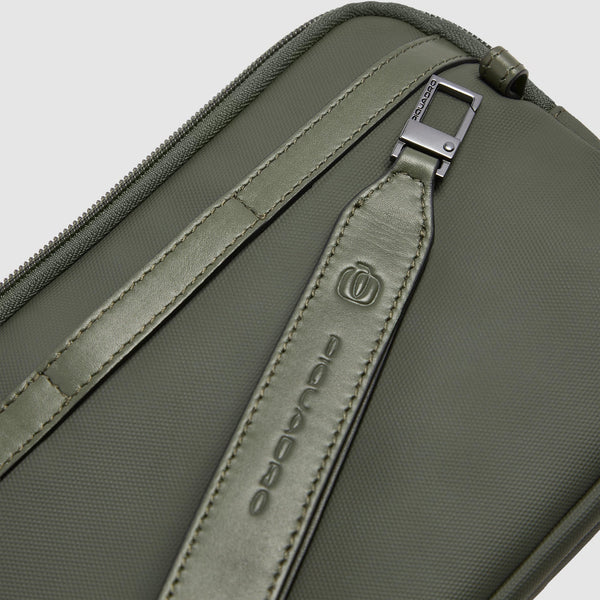 Men's Clutch Bag in Recycled Fabric with RFID Protection - Blue - photo 6