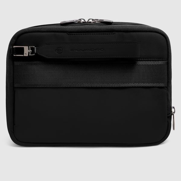 Expandable Travel Pouch in Recycled Fabric and Leather - 3