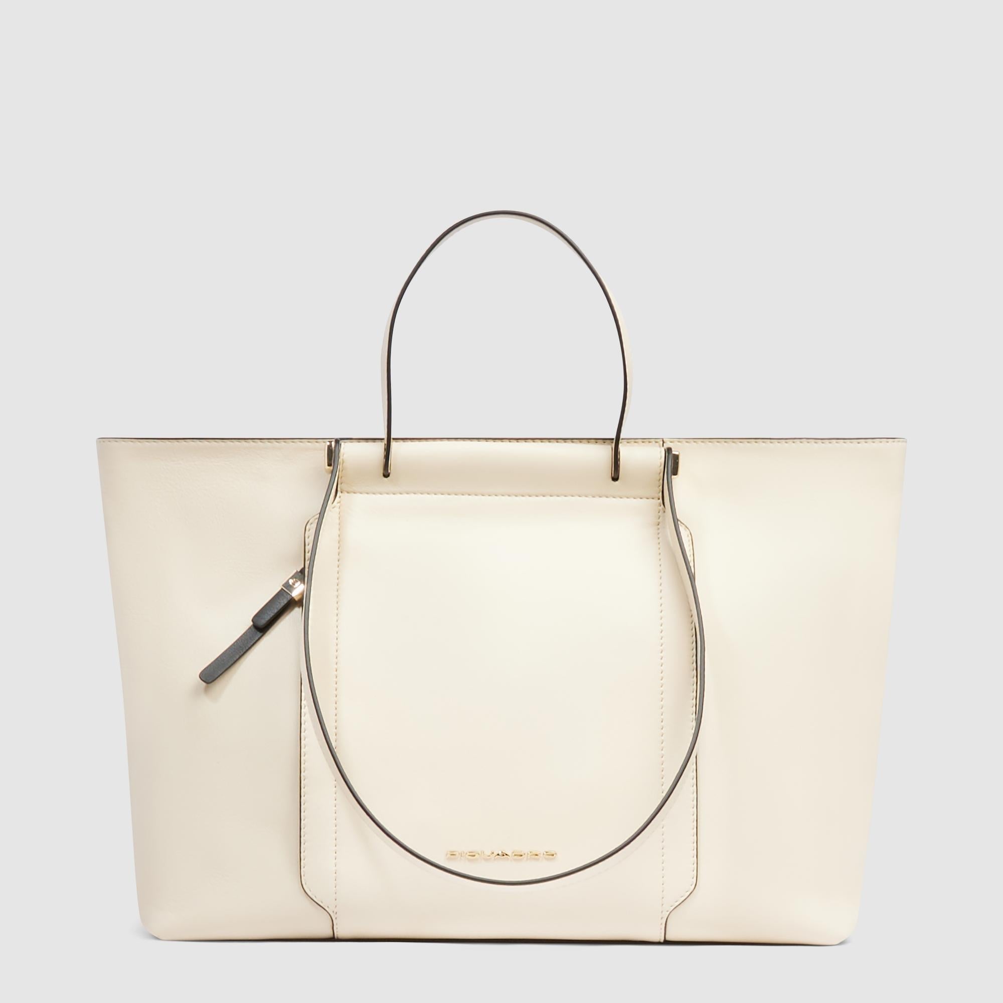 Borsa Shopping Piquadro Circle Line Verde – Pelle, Doppia Funzione, Scomparto Imbottito Per 14''