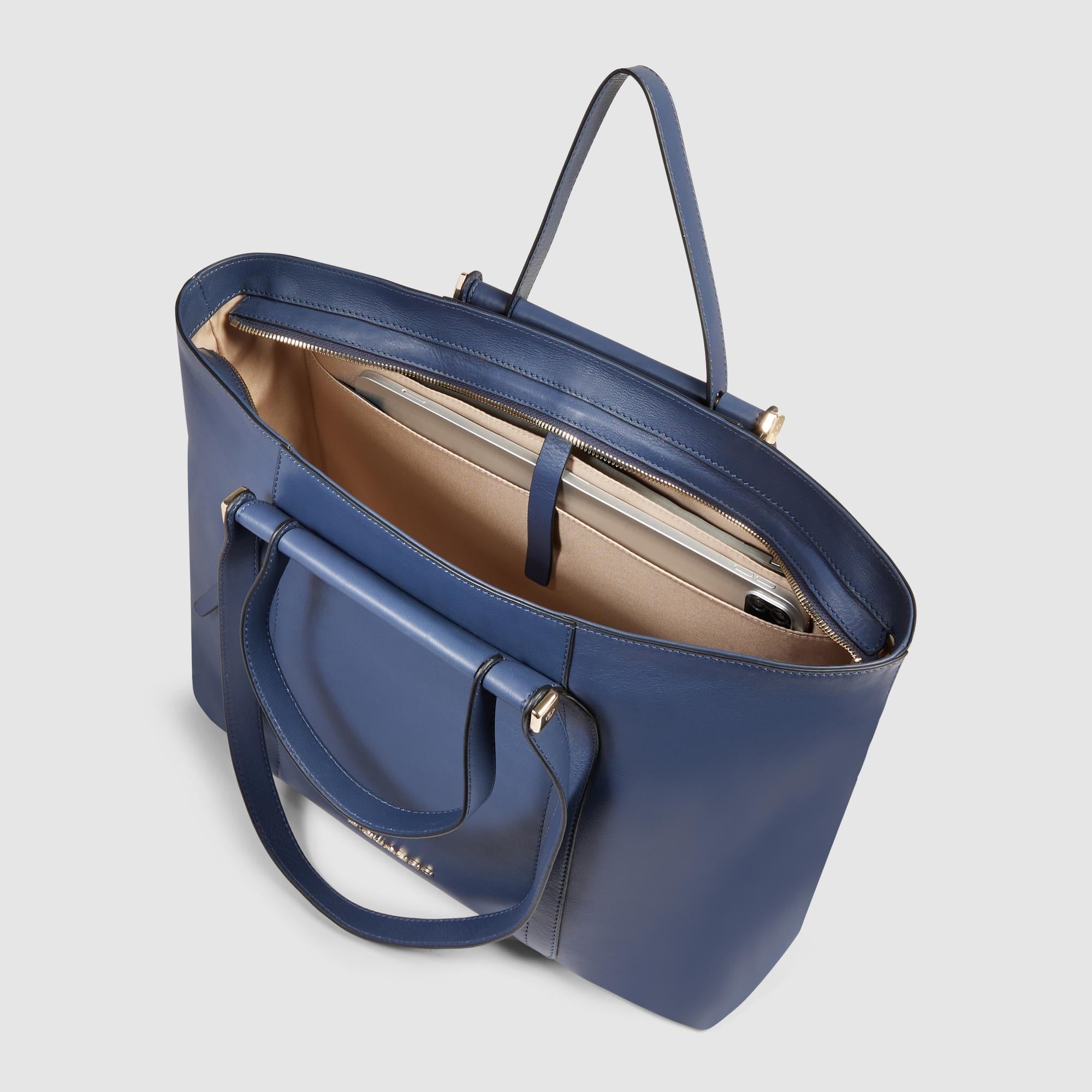 Borsa Portafoglio In Vera Pelle Yoshi | Sottile Con Cerniera E Protezione RFID | Blu Con Applicazioni A Mano Di Api E Margherite | Dimensioni 13x8,5 Cm