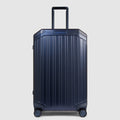Hard-Shell Metal and Leather Suitcase with TSA Lock
