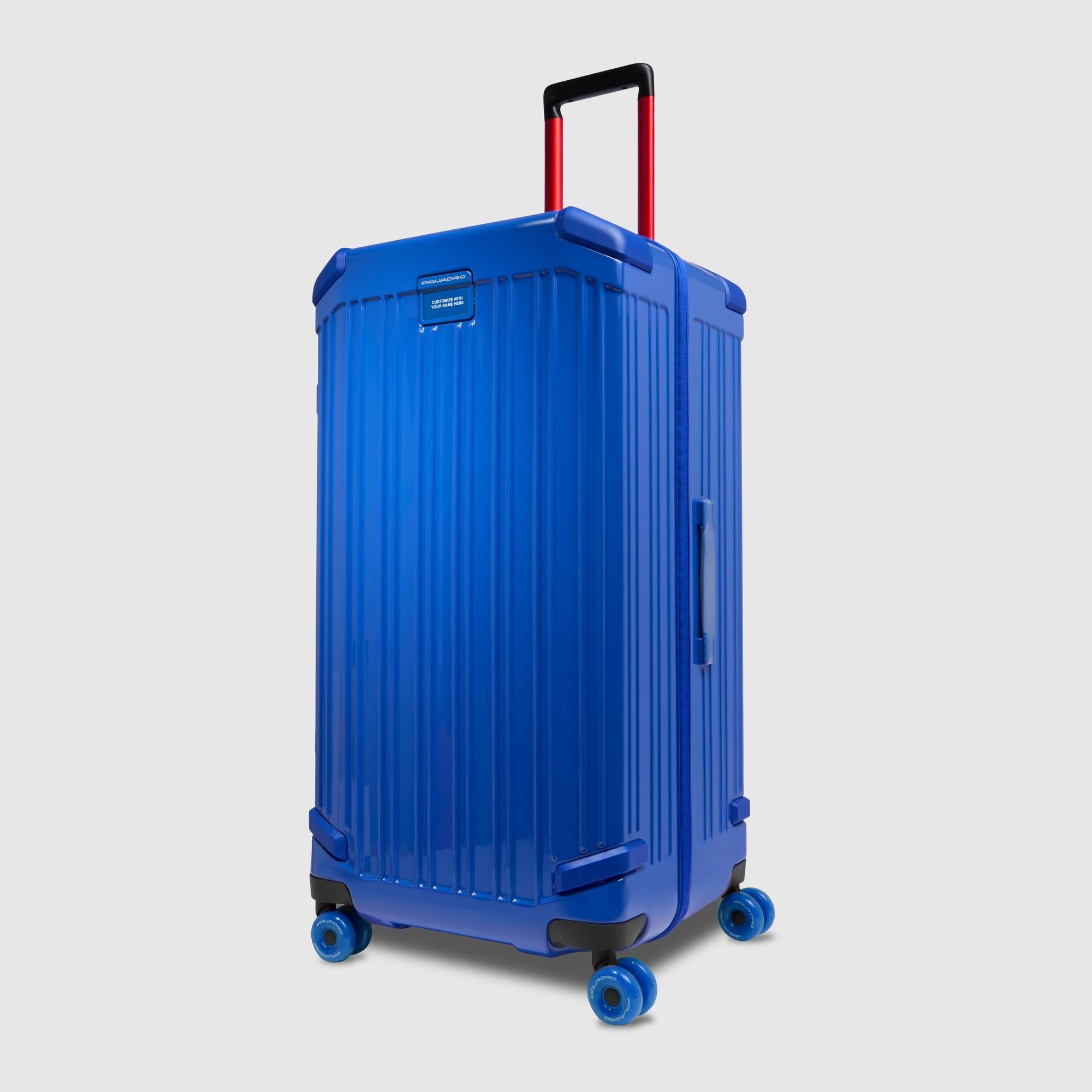 Hardside wheel suitcase in trunk shape electric blue
