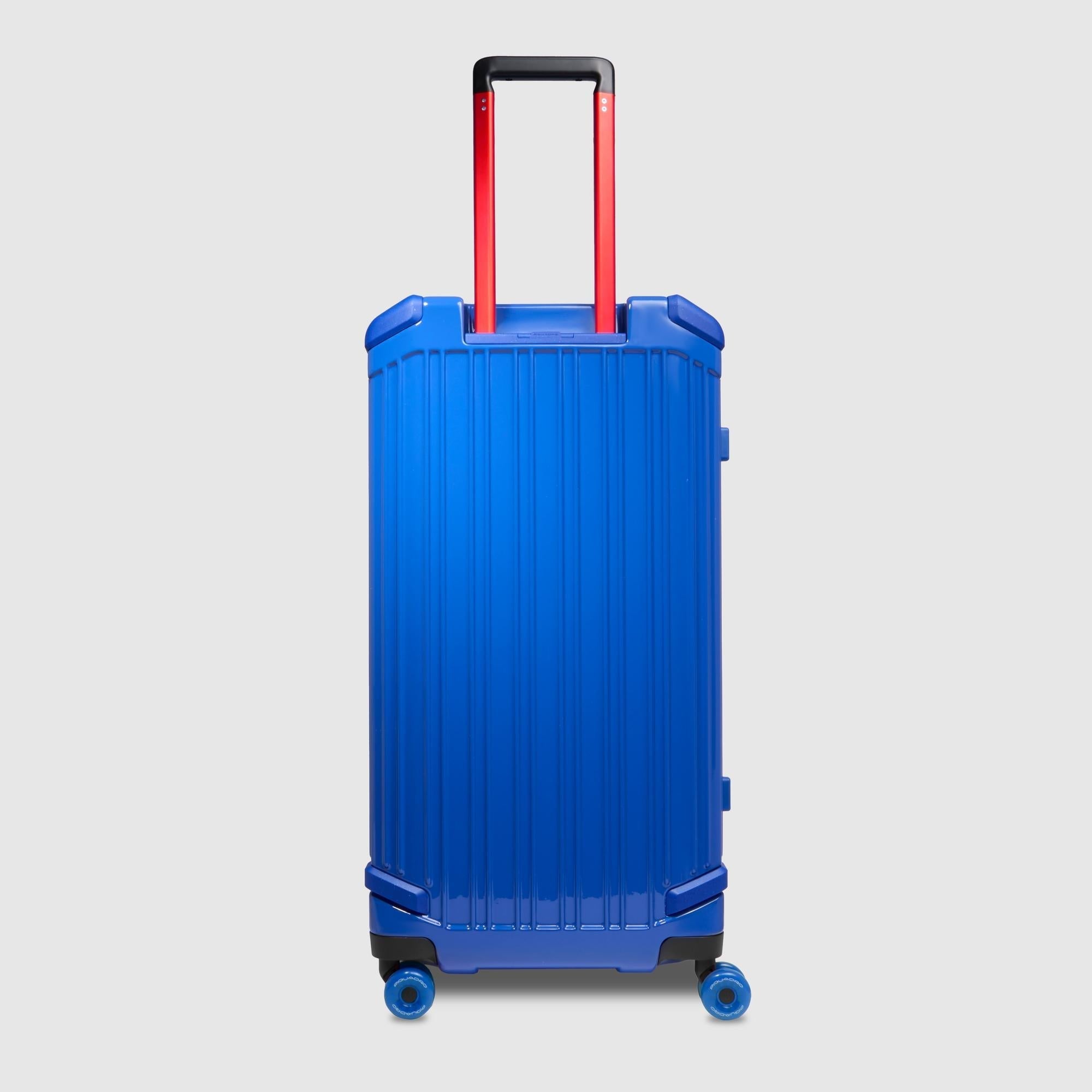 Hardside 4 wheel suitcase in trunk shape - electric blue