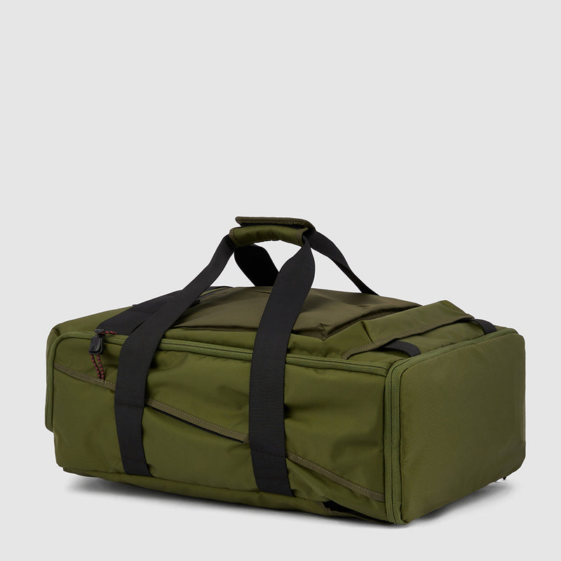 Convertible backpack duffel bag in recycled fabric