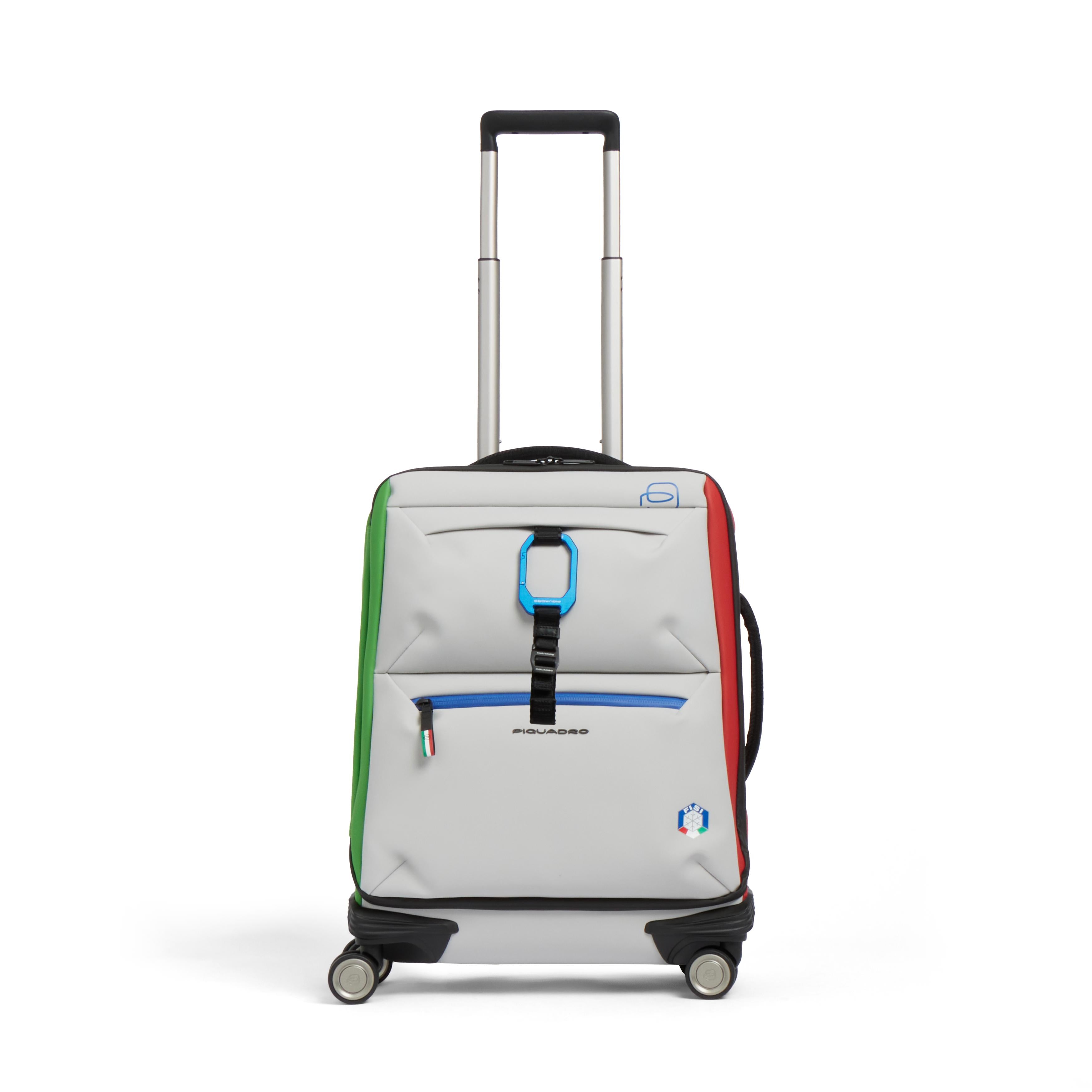 Slim Water-Resistant 4-Wheel Cabin Suitcase - white/red/green