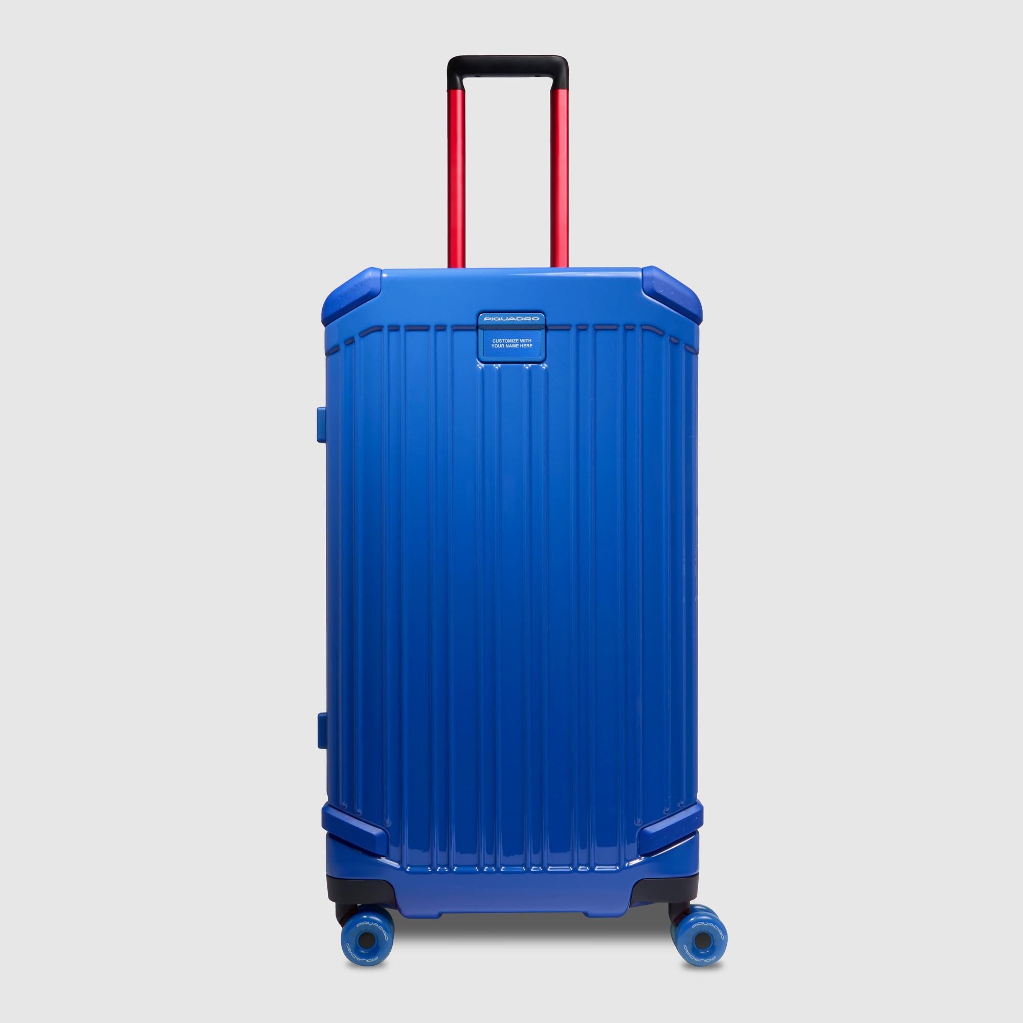 Hardside wheel suitcase in trunk shape, small electric blue