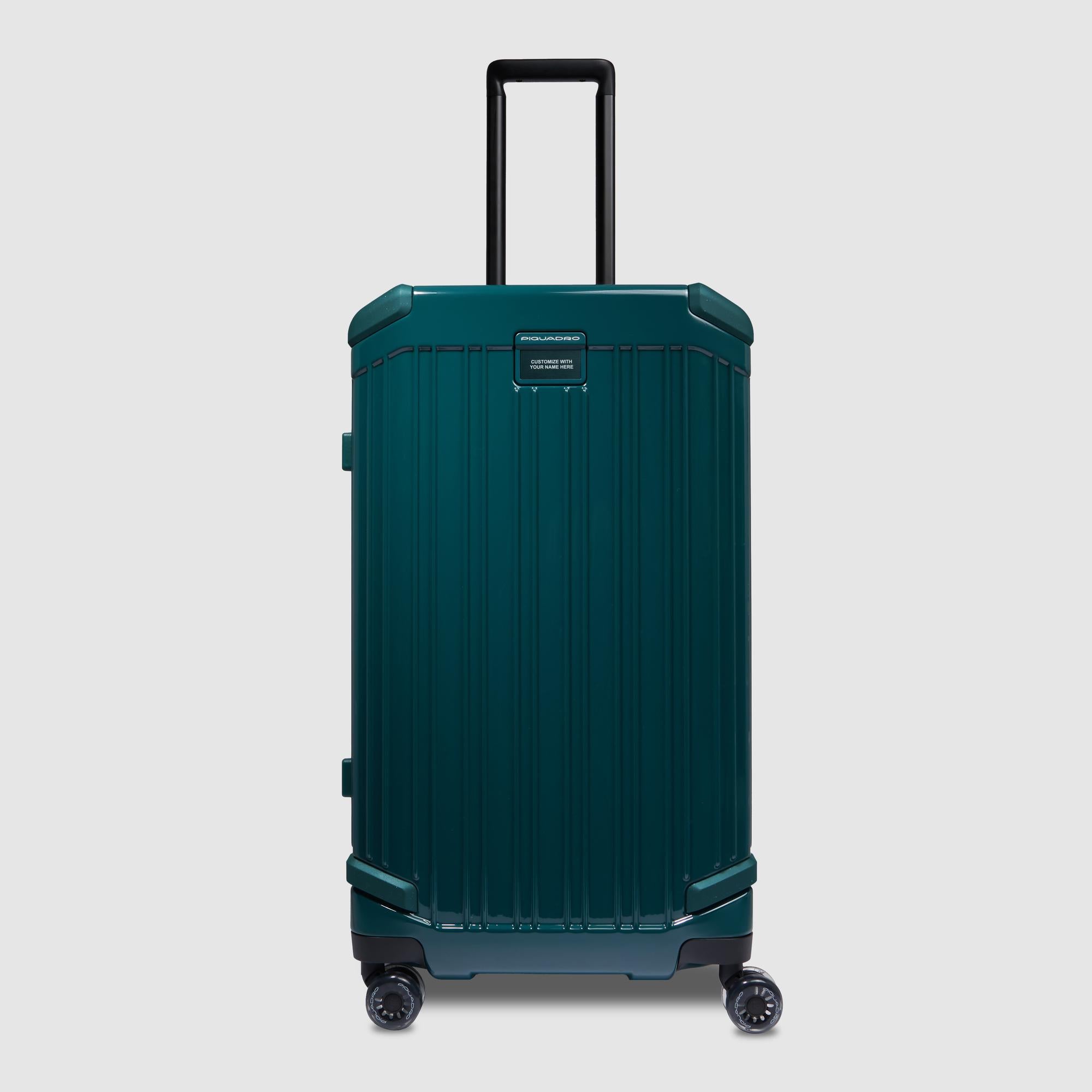 Hardside wheel suitcase in trunk shape, small dark green