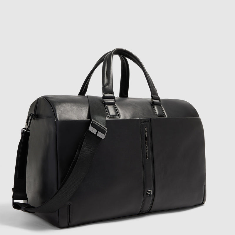 Leather Duffel Bag with Trolley Strap