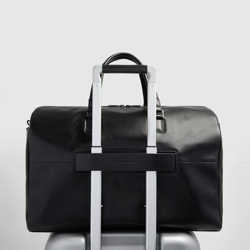 Leather Duffel Bag with Trolley Strap