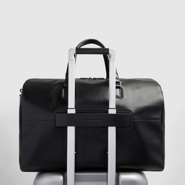Leather Duffel Bag with Trolley Strap - 3
